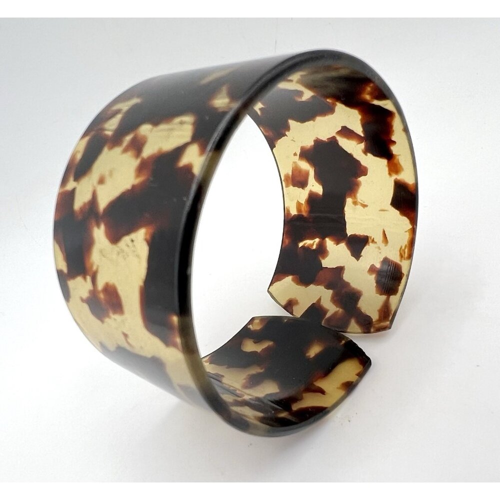 Vintage Translucent Faux Tortoise Shell  Wide Cuff Bracelet - Picture 4 of 7